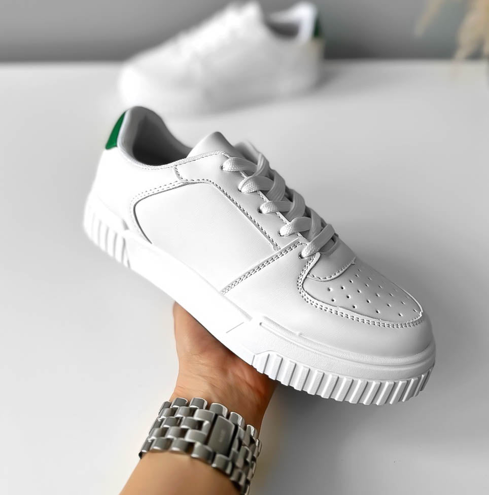 Adidasi dama casual albi cu verde JDJ10