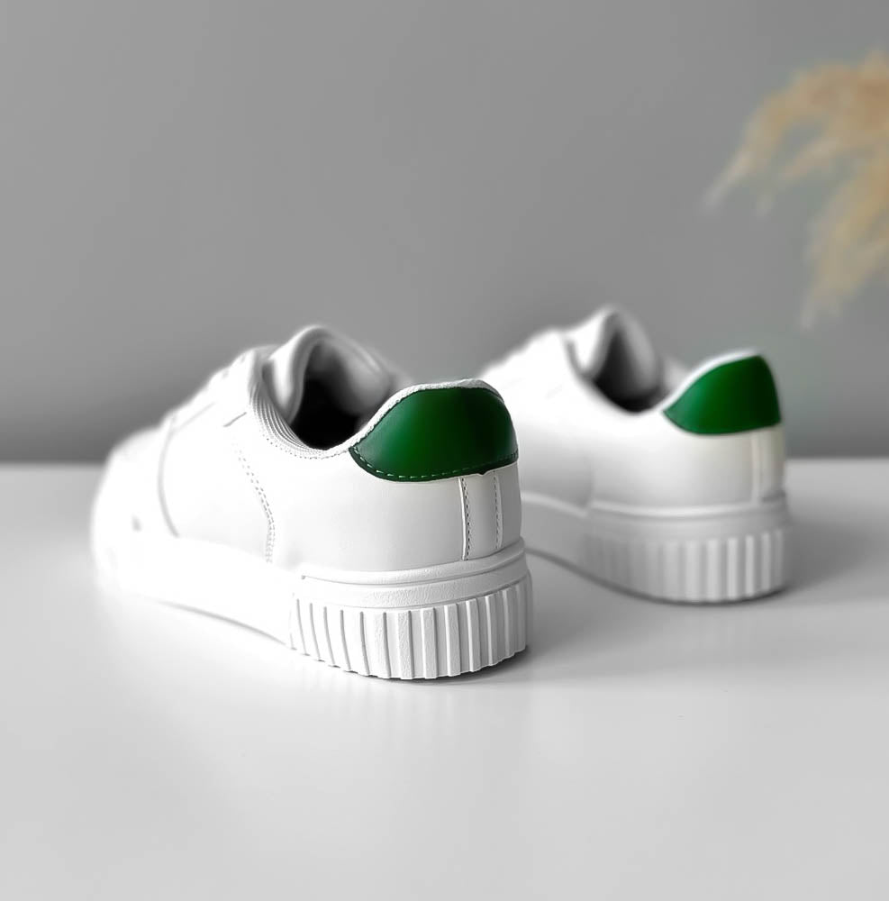Adidasi dama casual albi cu verde JDJ10
