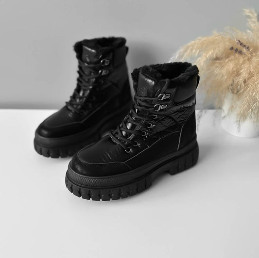 Ghete dama imblanite, piele ecologica,negre LA211