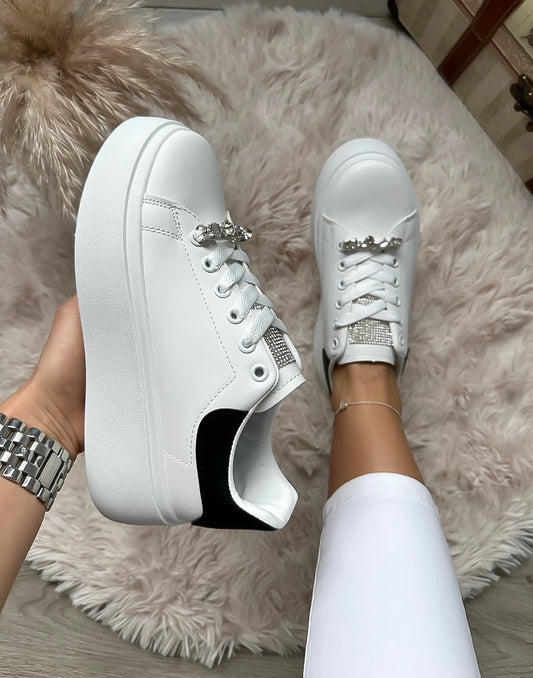 Adidasi dama casual albi cu negru LA220 A8-3