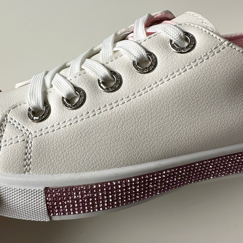 Adidasi dama casual albi cu roz LA223 A2-3