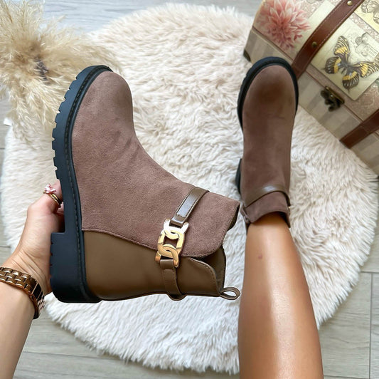 Ghete dama casual camel LA505