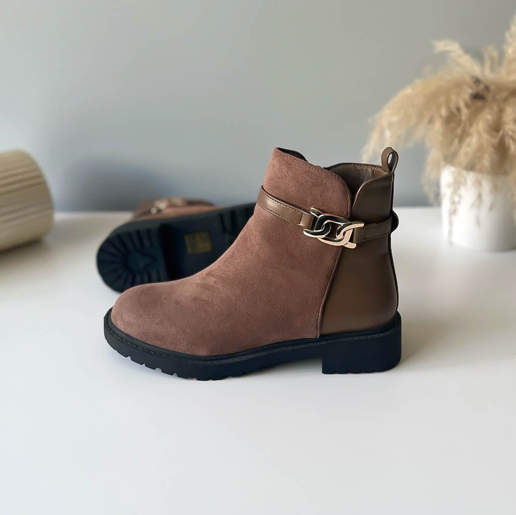 Ghete dama casual camel LA505