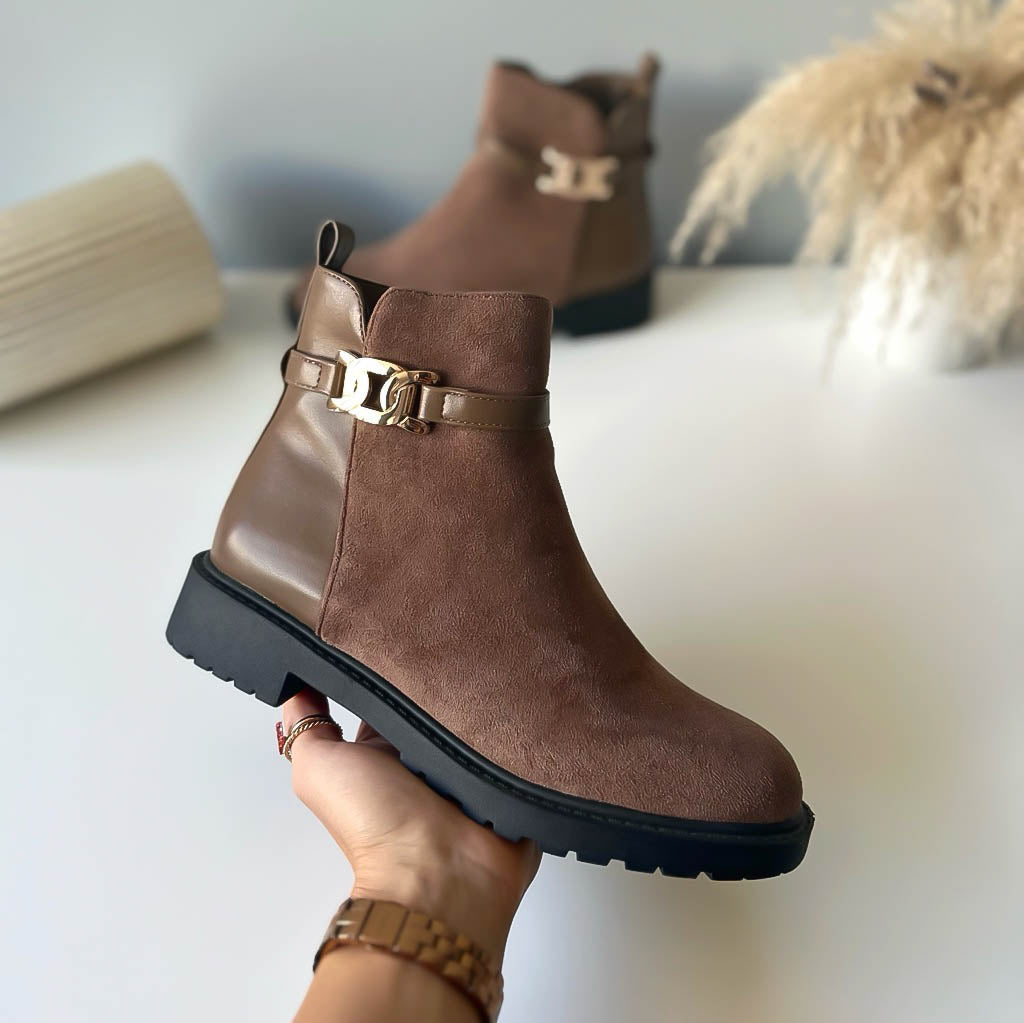 Ghete dama casual camel LA505