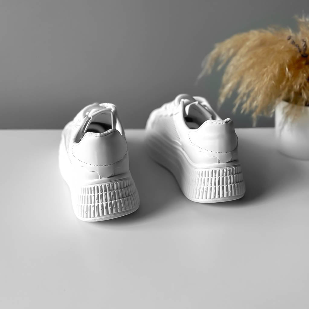 Adidasi dama casual albi, platforma 6 cm, NB733 T51-3