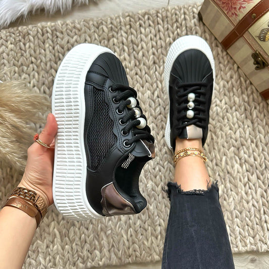 Adidasi dama casual negri, platforma 6 cm, NB733 N10-1