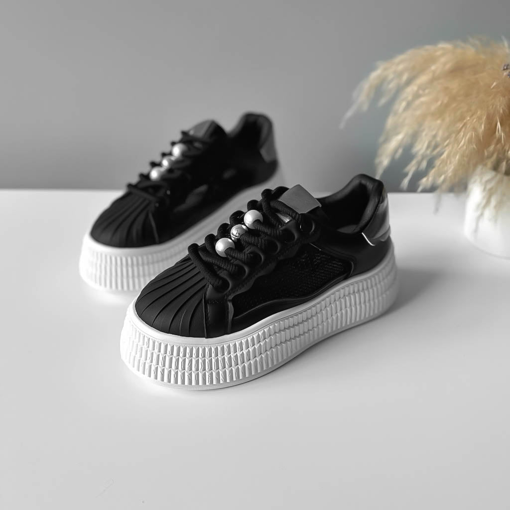Adidasi dama casual negri, platforma 6 cm, NB733 N10-1