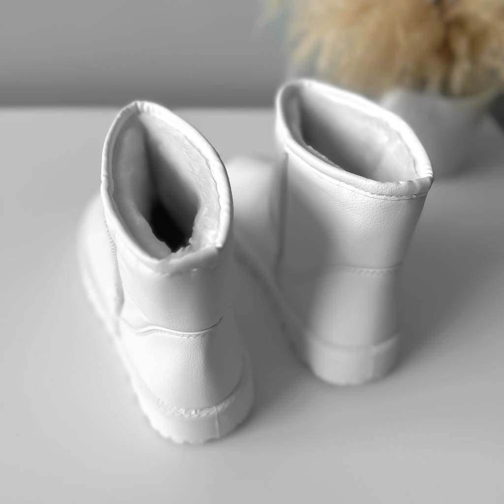 Ghete dama imblanite, piele ecologica,albe R821