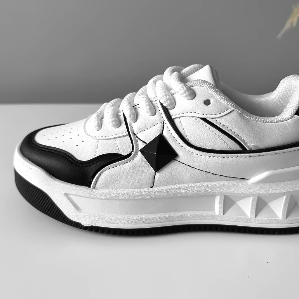 Adidasi dama casual albi cu negru T01 N10-4