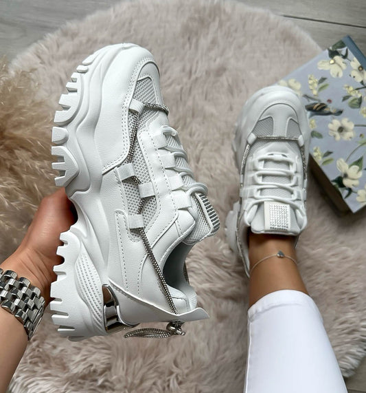 Adidasi dama casual albi WW119 T55-3