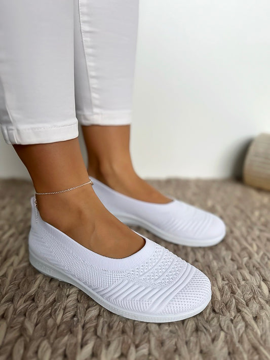 Balerini tricotati dama casual albi CL15 T54-2