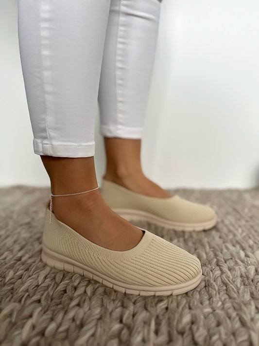 Balerini tricotati dama casual bej CL16 A22-3