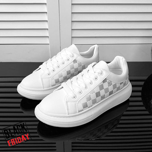 Adidasi barbati casual albi cu imprimeu 2217