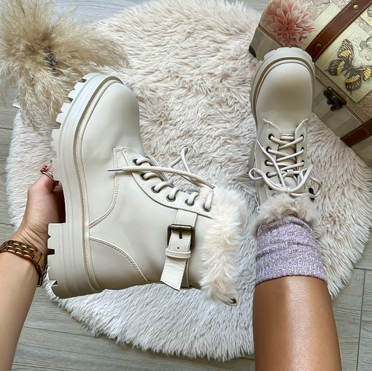 Ghete dama imblanite, piele ecologica,bej 302