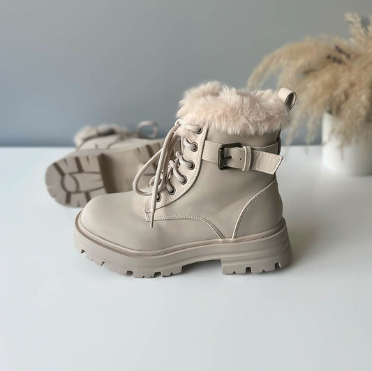 Ghete dama imblanite, piele ecologica,bej 302