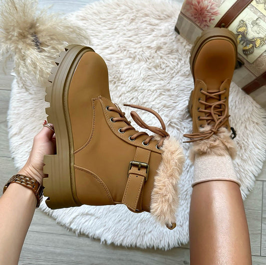 Ghete dama imblanite, piele ecologica,camel 302