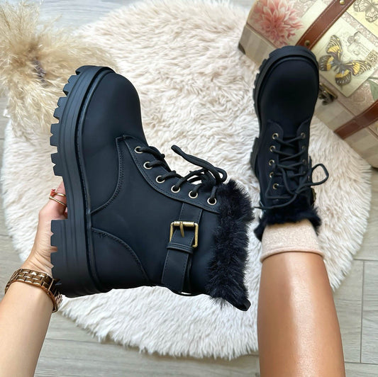 Ghete dama imblanite, piele ecologica,negre 302