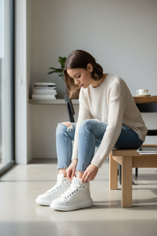 Adidasi dama casual albi, inalti, 6616