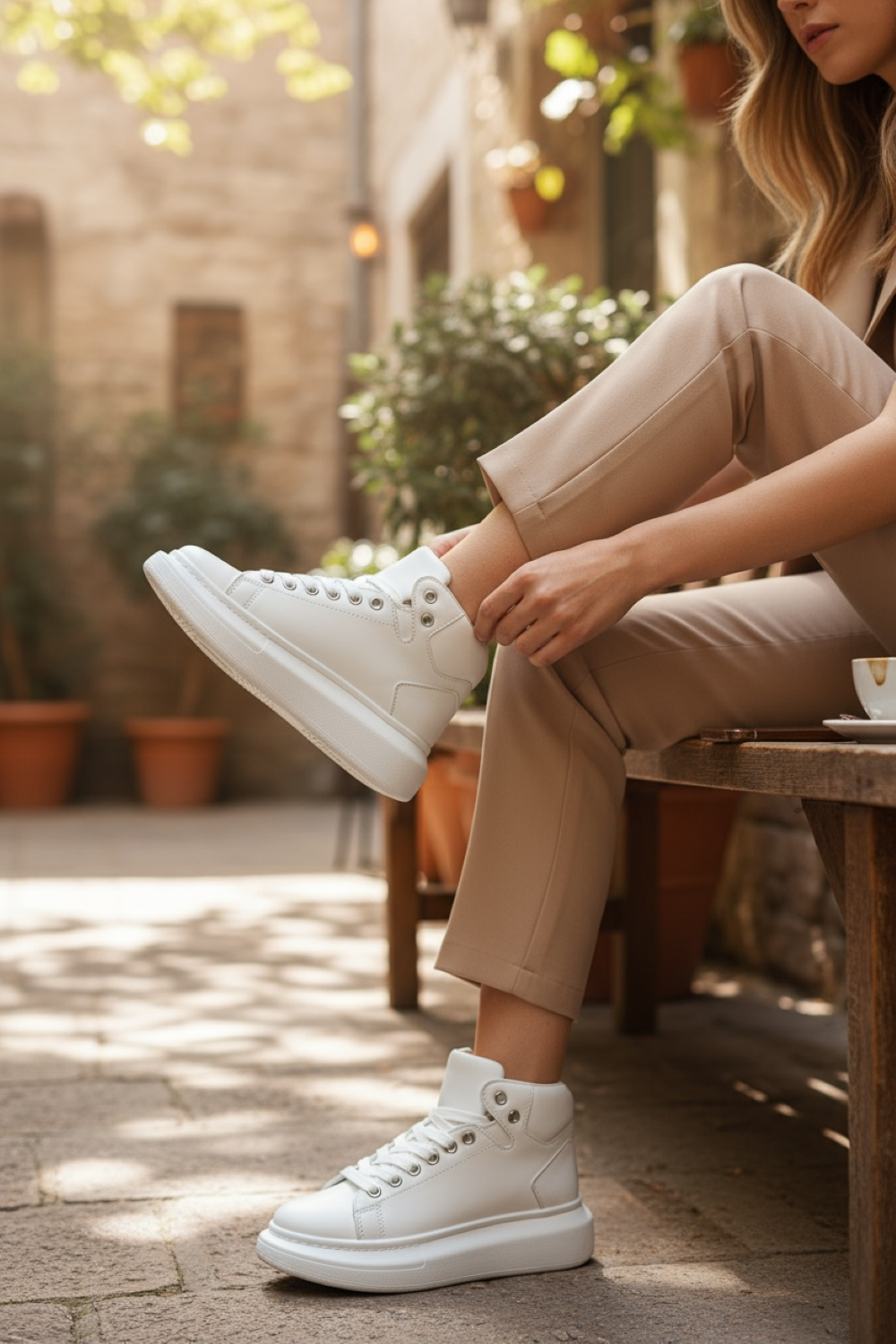 Adidasi dama casual albi, inalti, 6616