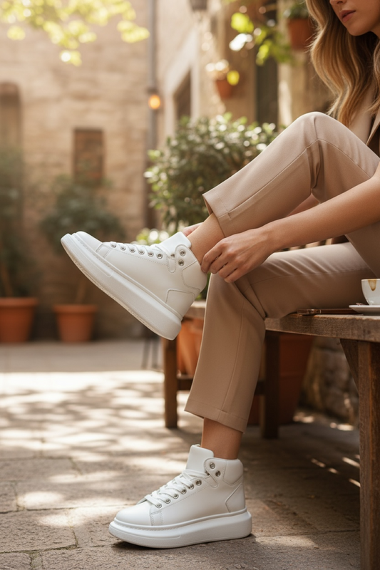 Adidasi dama casual albi, inalti, 6616