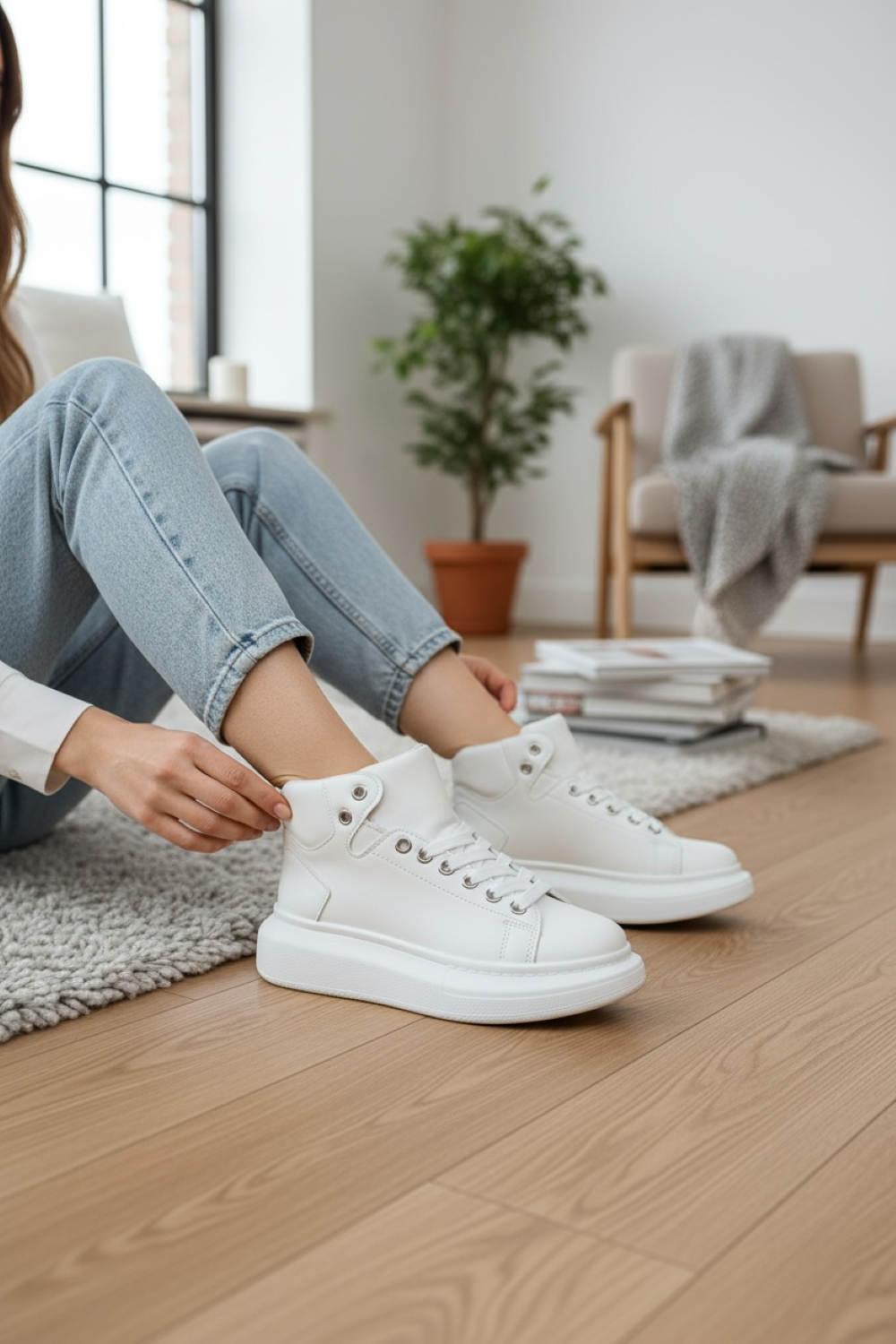 Adidasi dama casual albi, inalti, 6616