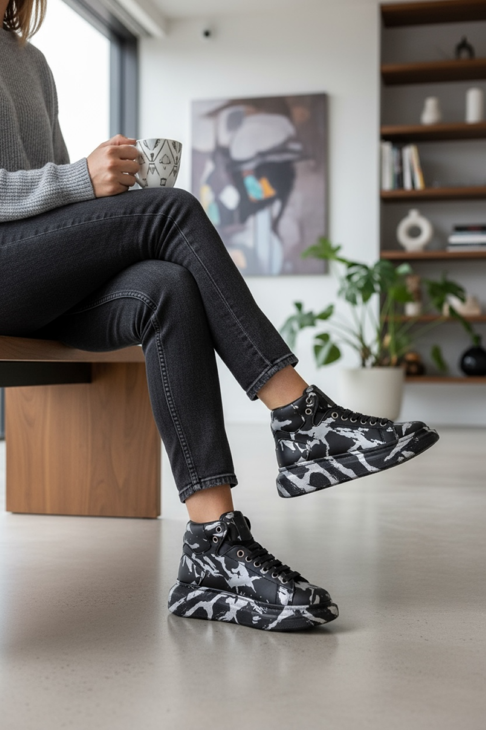 Adidasi dama casual negri, inalti, 6617