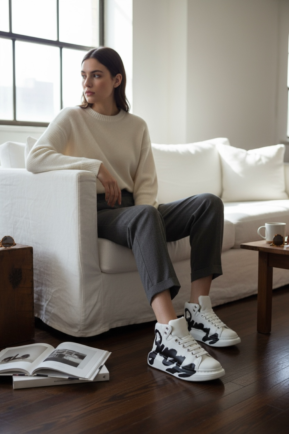 Adidasi dama casual albi, inalti, 6620