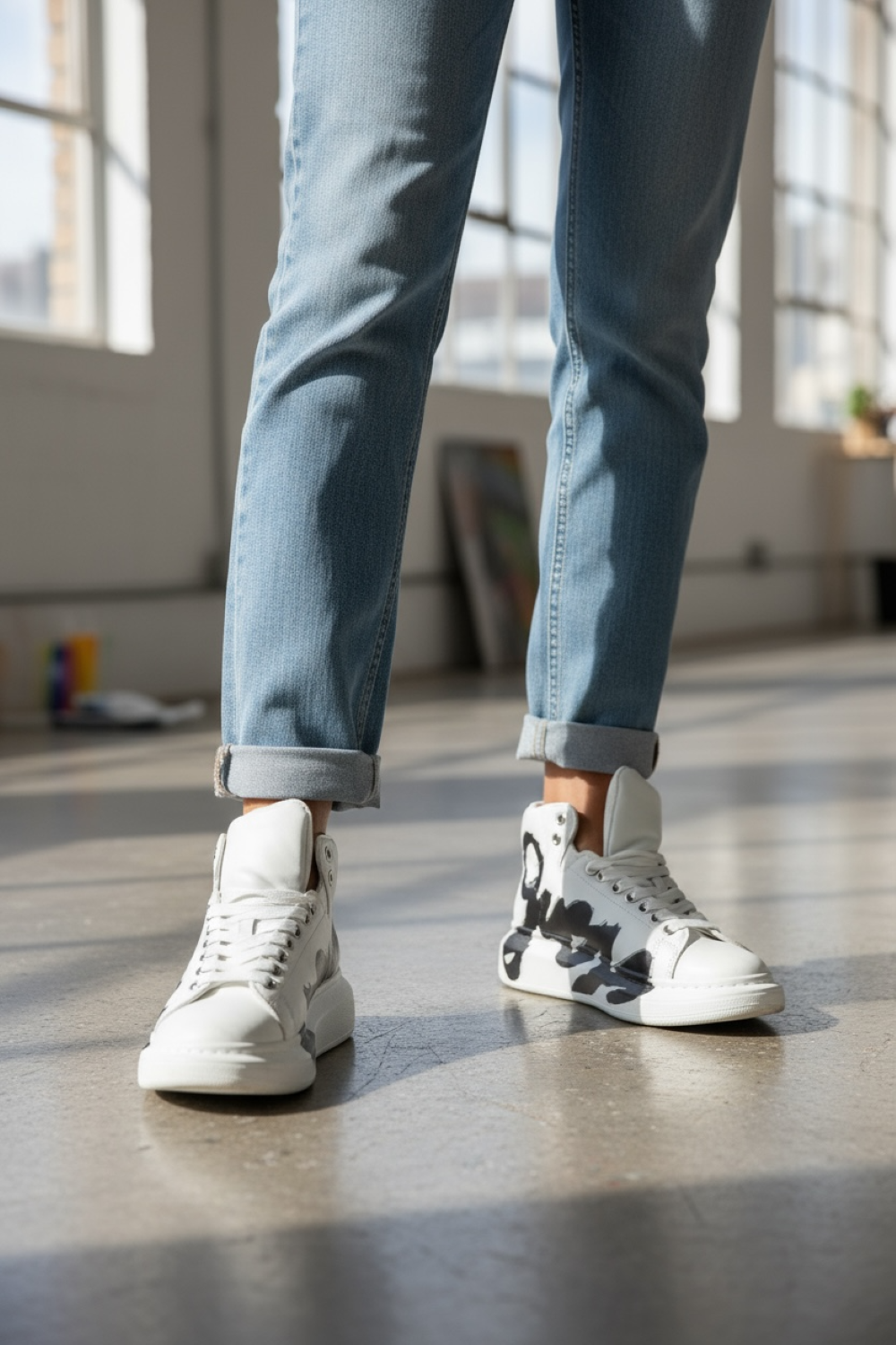 Adidasi dama casual albi, inalti, 6620