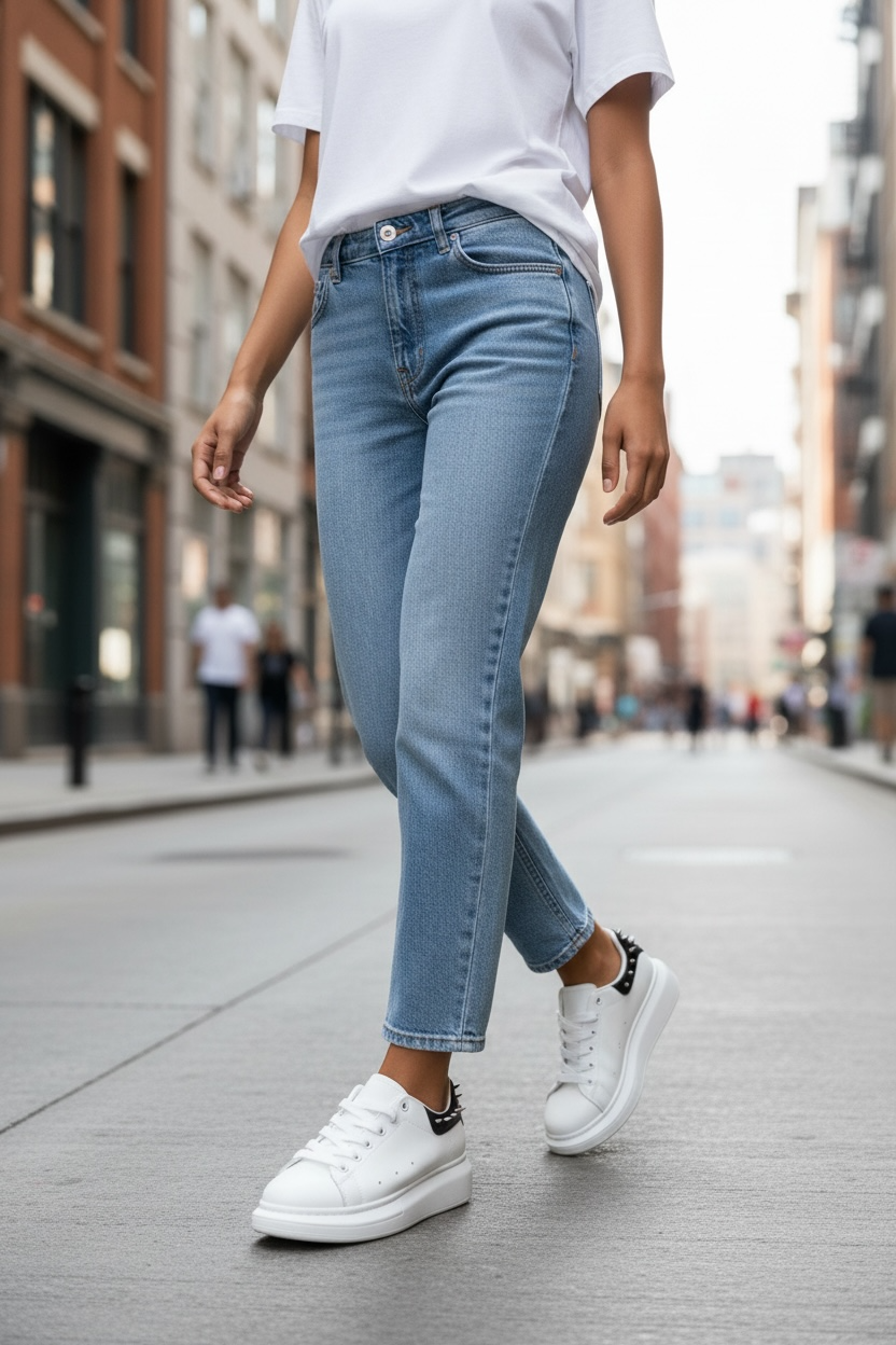 Adidasi dama casual albi cu negru 6626