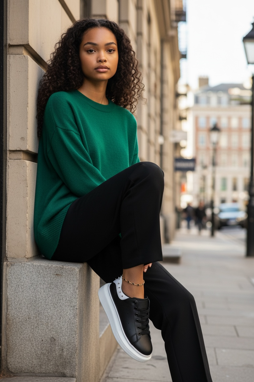 Adidasi dama casual negri cu alb 6626