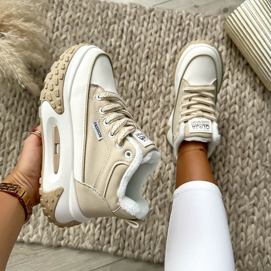 Ghete dama imblanite, piele ecologica,bej B2 N8-1