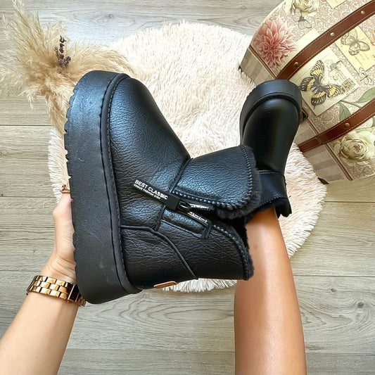 Ghete dama, imblanite, negre, B717 T14-3