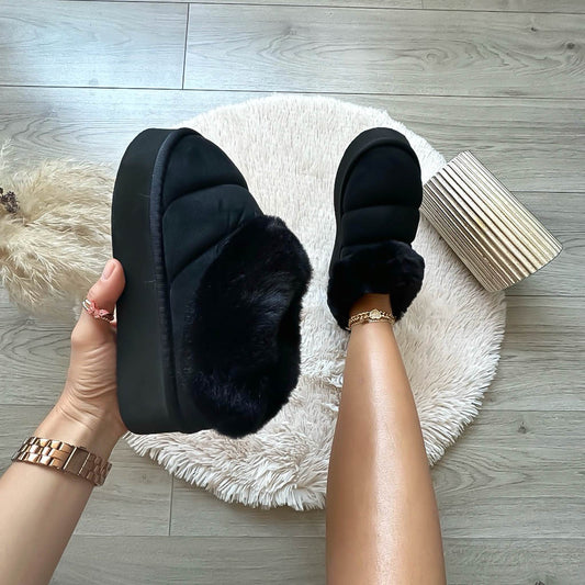 Ghete dama imblanite, piele ecologica, negre BK101 T7-1