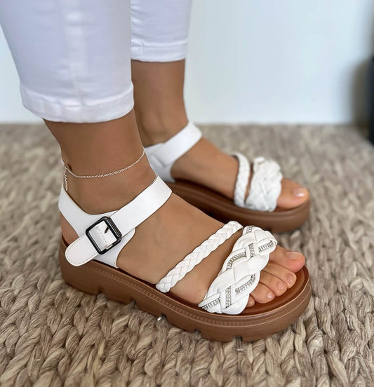 Sandale dama casual albe CL2411 N8-2