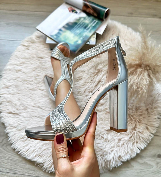 Sandale dama cu toc gros, GH107 gri A18-3