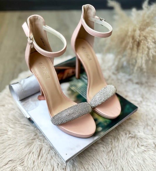 Sandale dama cu toc subtire, GN108, bej A41-1