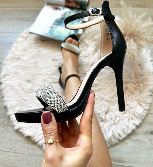 Sandale dama cu toc subtire, GN108, negre A41-1