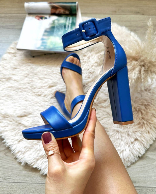 Sandale dama cu toc gros, GN109, albastre A19-3