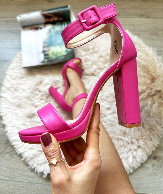 Sandale dama cu toc gros, GN109, roz A19-3