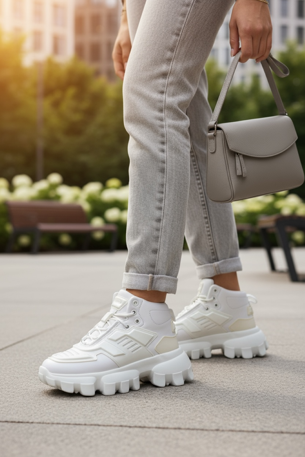 Adidasi dama casual albi , inalti, H50