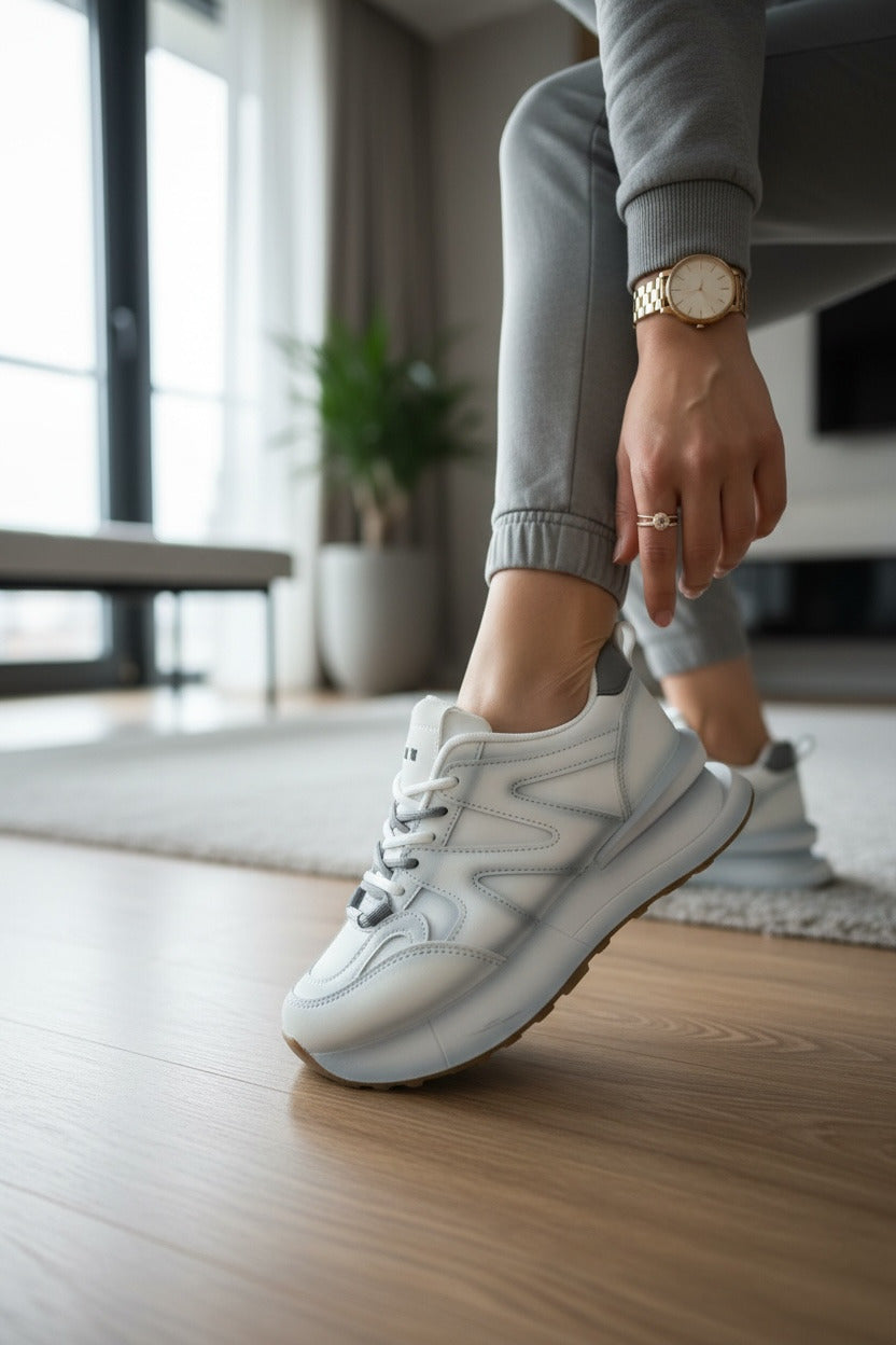 Adidasi dama casual albi&gri R01