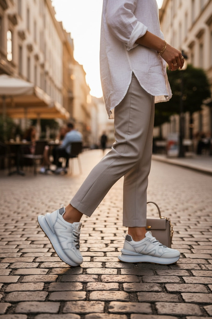 Adidasi dama casual albi&gri R01