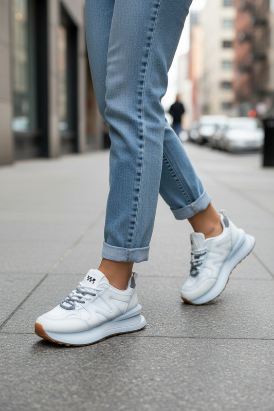 Adidasi dama casual albi&gri R01