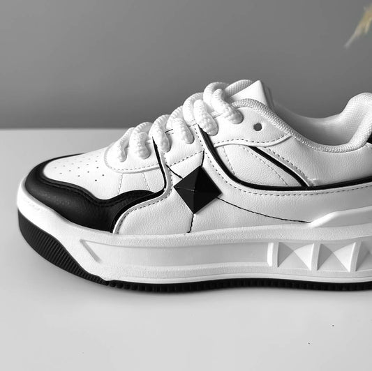 Adidasi dama casual albi cu negru T01 N10-4