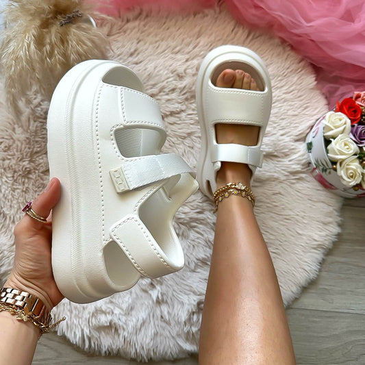 Sandale dama cu platforma 4 cm, albe, Z01