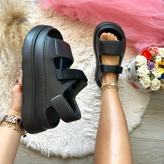 Sandale dama cu platforma 4 cm, negre, 518