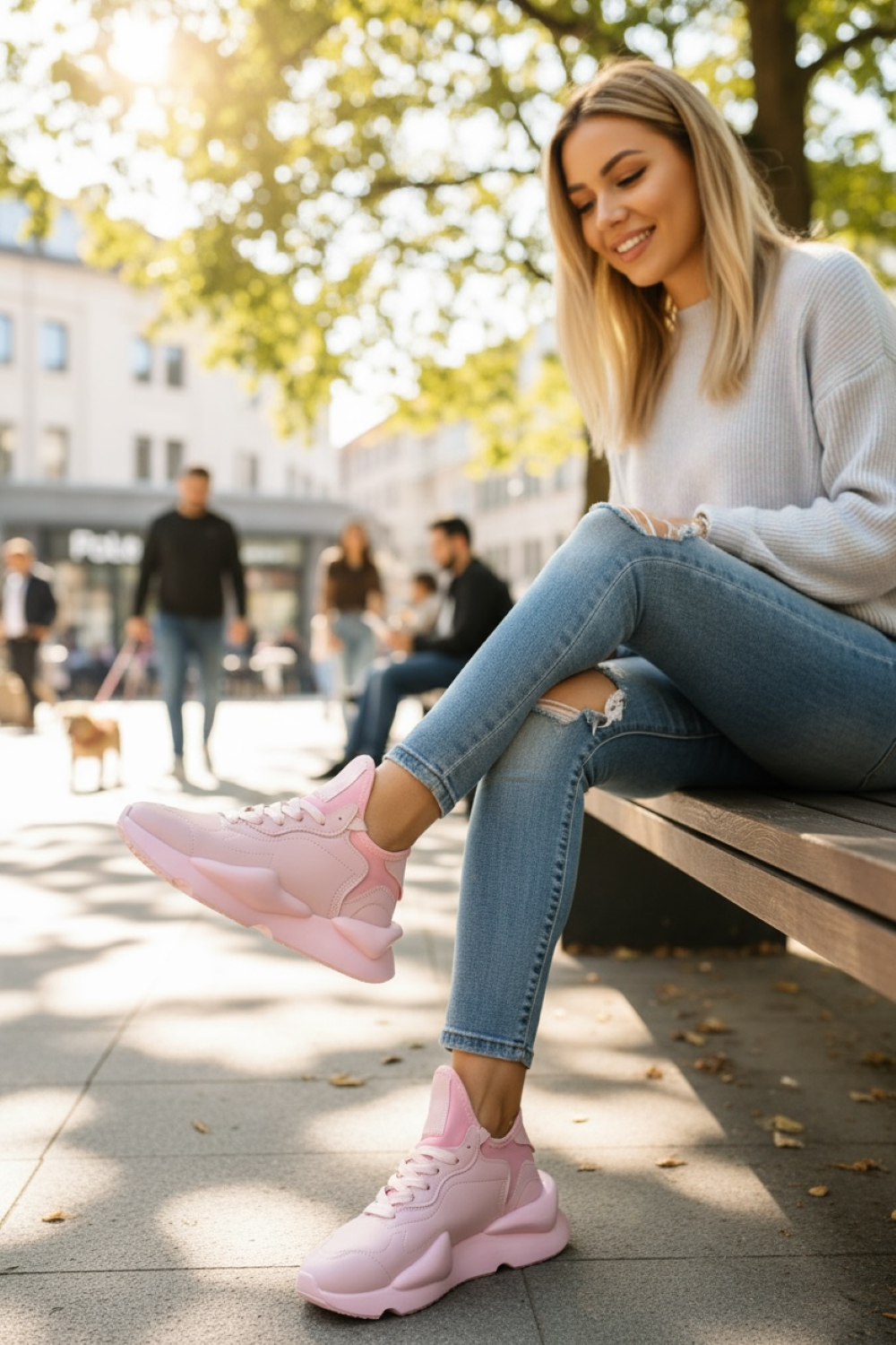 Adidasi dama casual, inalti, roz H9